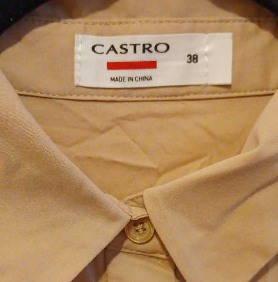 Castro Men's Button Down Shirt Beige Size S/M - Picture 4 of 7